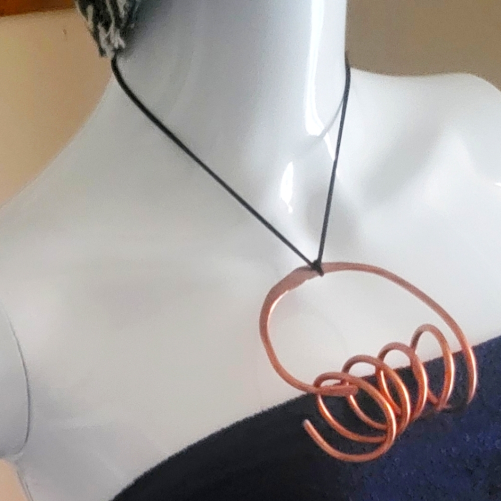 Copper pendant, hammered handcrafted healing properties